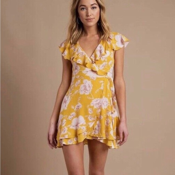 FREE PEOPLE French Quarter Yellow Floral Print Wrap Dress - Picture 5 of 13